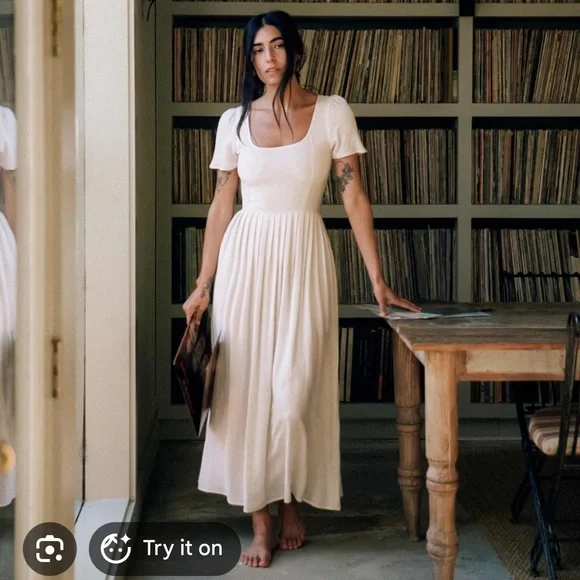 NWOT Christy Dawn scarlet dress in eggshell, petite medium - Picture 1 of 7